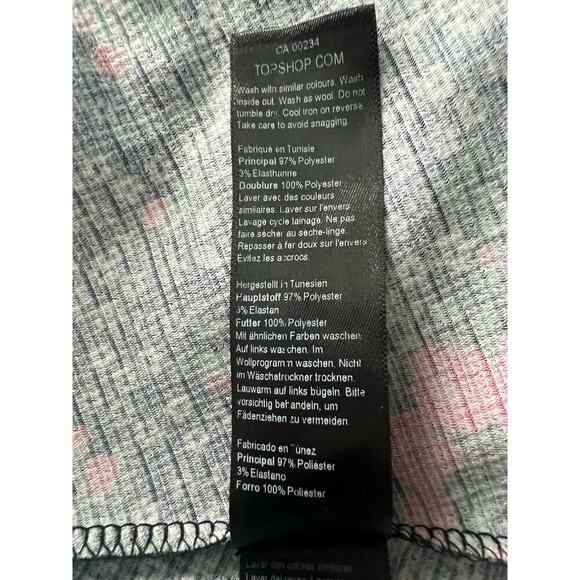 Topshop Woman’s Black Pink Floral V Neck Long Sleeve Ruffle Dress- Size 10 - Picture 8 of 13